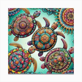 Turtles, Mandala Art 3 Canvas Print