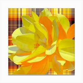 Yellow Flower on Plaid Canvas Print