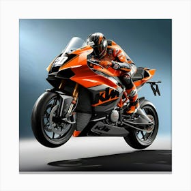 A Highly Detailed, Photorealistic Illustration Of A Sleek, Orange, And Black MotoGP KTM 2 Canvas Print