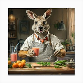 Kangaroo At The Kitchen Table Canvas Print