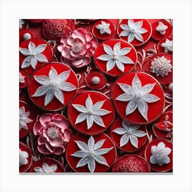 Red And White Flowers Canvas Print