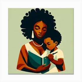 Mother And Child Reading Canvas Print