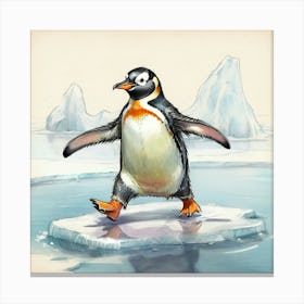 Penguin On Ice 2 Canvas Print