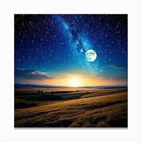 Firefly Celestial Moonlit Horizon Beneath A Starry Sky 34603 (2) Canvas Print