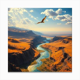 Bird Flies Over A River 1 Canvas Print