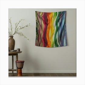 Rainbow Wavy Wall Tapestry Canvas Print