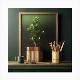 Plant On A Desk Canvas Print