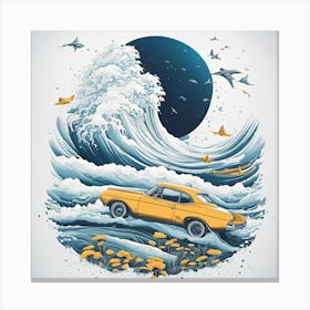 Car In The Ocean Canvas Print