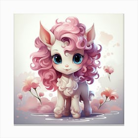 Little Lamb With Pink Hair Canvas Print