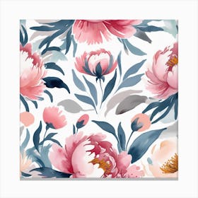 Modern Watercolor Floral Vector Set Collage Contemporary Set Of Elements Hand Drawn Realistic Peony Flowers 0 Canvas Print