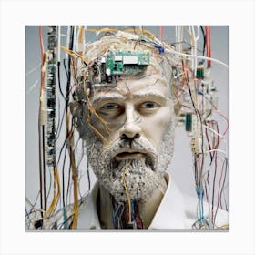 Man With Wires On His Head Canvas Print