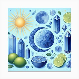 Blue Moon And Crystals Canvas Print