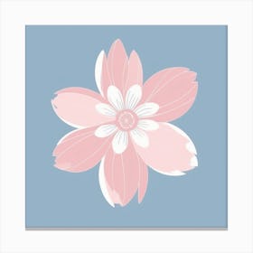 A White And Pink Flower In Minimalist Style Square Composition 406 Canvas Print