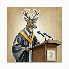 Deer At The Podium Canvas Print