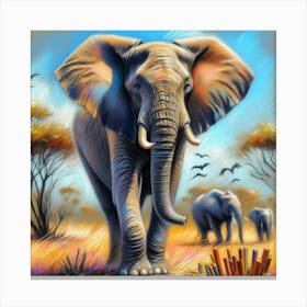 Elephants In The Wild 1 Canvas Print