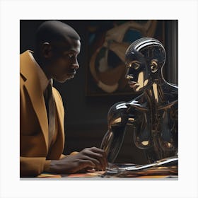 Man And A Robot Canvas Print