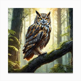 Owl In The Forest 221 Canvas Print