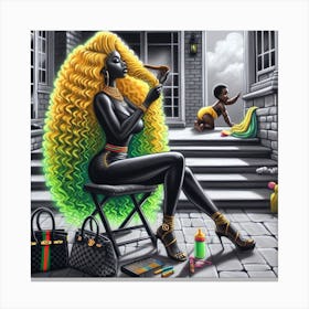 Woman With Big Hair Canvas Print