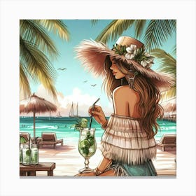 Girl At The Beach Canvas Print