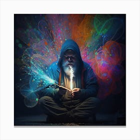Man With A Light, A Master Of Meditation Traveling Into His Own World Canvas Print