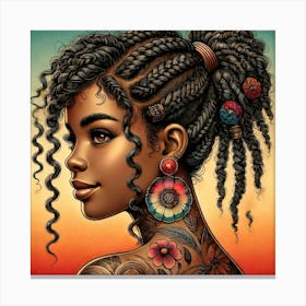 African American Woman With Braids Canvas Print