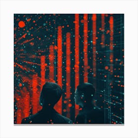 Two People Looking At Data Canvas Print