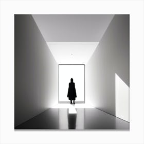 Silhouette Of A Woman In An Empty Hallway Canvas Print