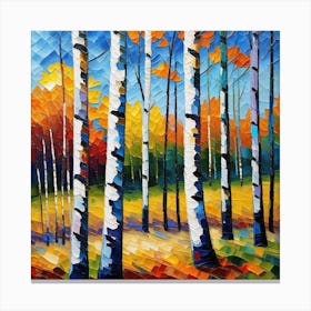 Birch Trees In Autumn 15 Canvas Print