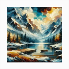 Montain lac oil painting abstract painting art 16 Canvas Print