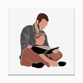 Father Reading To His Daughter Canvas Print