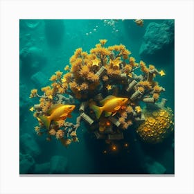 Goldfish On Coral Reef Canvas Print