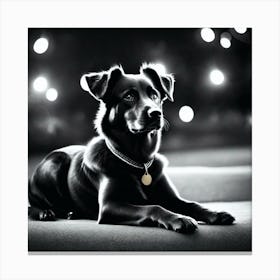 Black And White Dog 3 Canvas Print