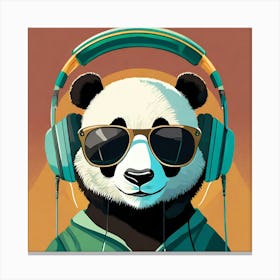 Panda Bear In Headphones Canvas Print