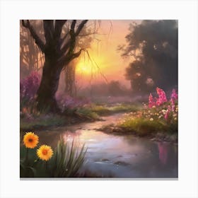 Sunset In The Forest Canvas Print