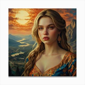 Beautiful Woman In A Dress Canvas Print