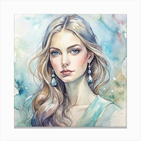 Watercolor Of A Girl 10 Canvas Print