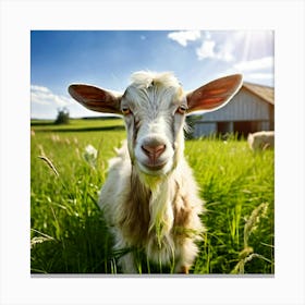 Grass Green Goat Farm Mammal Milk Farming Animal Meadow Head Canino No People Pasture S (5) Canvas Print