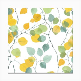 Seamless Pattern Of Aspen Tree Leaves 2 Canvas Print