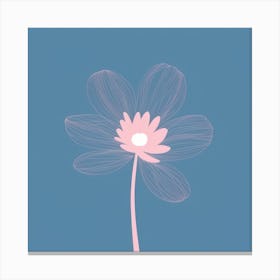 A White And Pink Flower In Minimalist Style Square Composition 55 Canvas Print