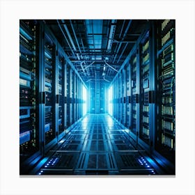 Advanced Data Center Interior Cabling Meticulously Organized In Vibrant Colors Rows Of Servers Wit (3) Canvas Print