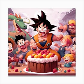 Anime friends eating dragon ball cake!!! Canvas Print