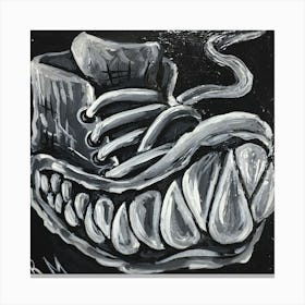 Monster Sneaker Shoe Black and White Canvas Print