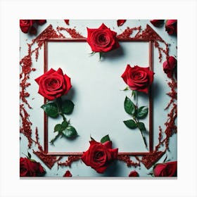 Frame With Red Roses 1 Canvas Print