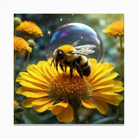 Bee On Flower Canvas Print