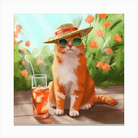 Aperol Spritz Orange Cat Canvas Print