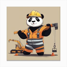 Panda Crane Worker Canvas Print