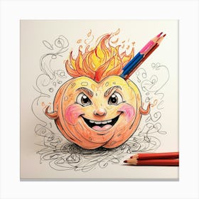 Halloween Pumpkin Drawing Canvas Print