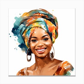 Maraclemente Black Woman Wearing African Headgear African Print C9905af7 B16f 42ed B327 70f9a43b0049 Canvas Print