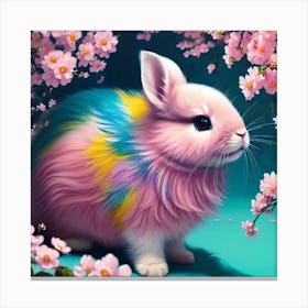 Bunny In Cherry Blossoms Pastels Canvas Print