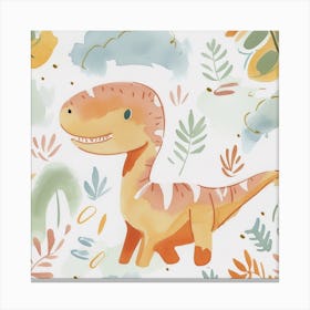 Allosaurus Dinosaur Muted Pastels Pattern 3 Canvas Print